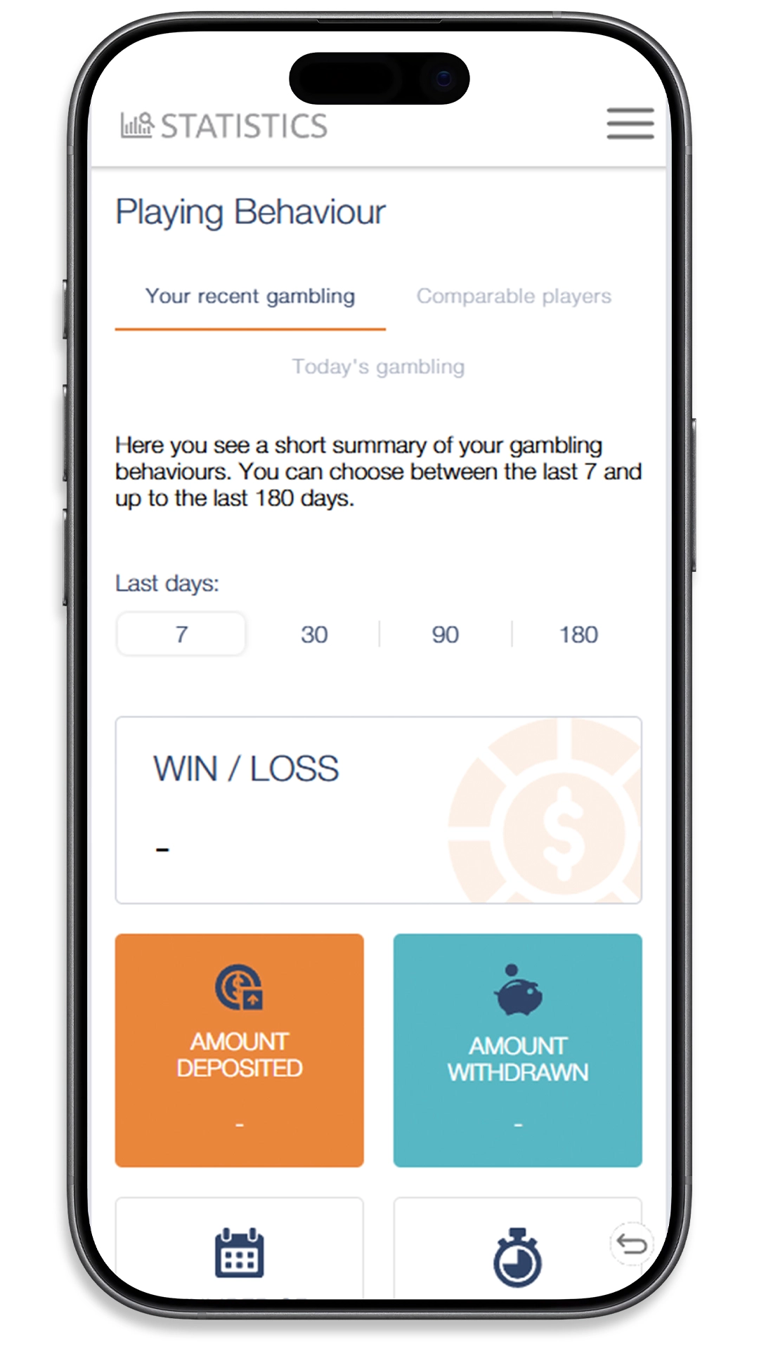 SafeMate playing behaviour screen